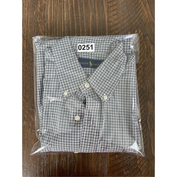 Ralph Lauren Button‎ Down Shirt Mens L 15.5 39 Navy White Plaid Long Sleeve - Picture 7 of 7